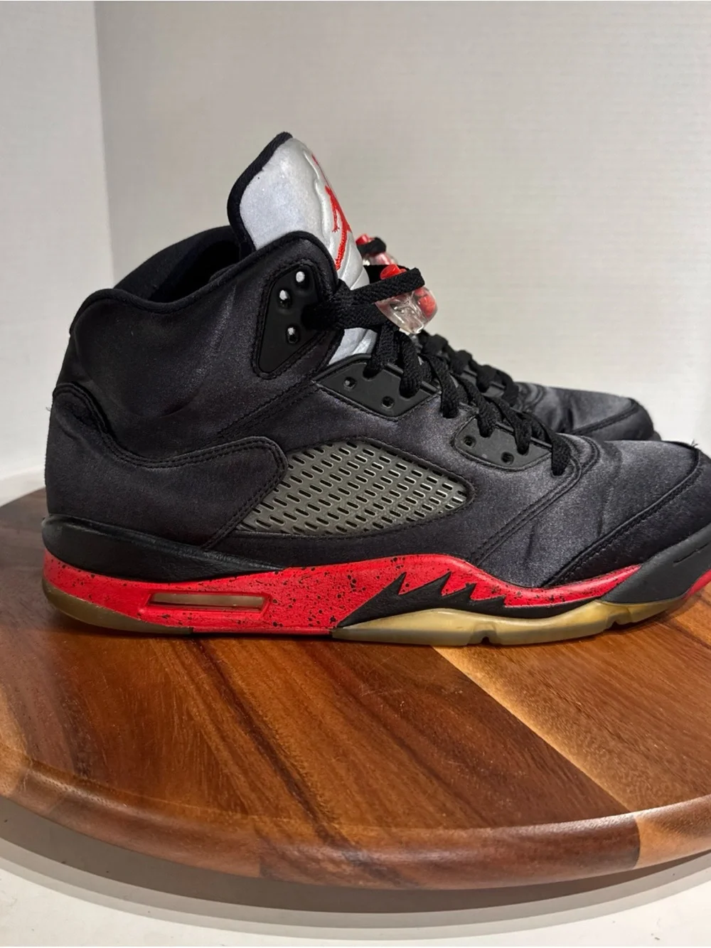 Air Jordan 5 Retro Satin Bred Black Red High Top Sneakers Men’s Size 10.5